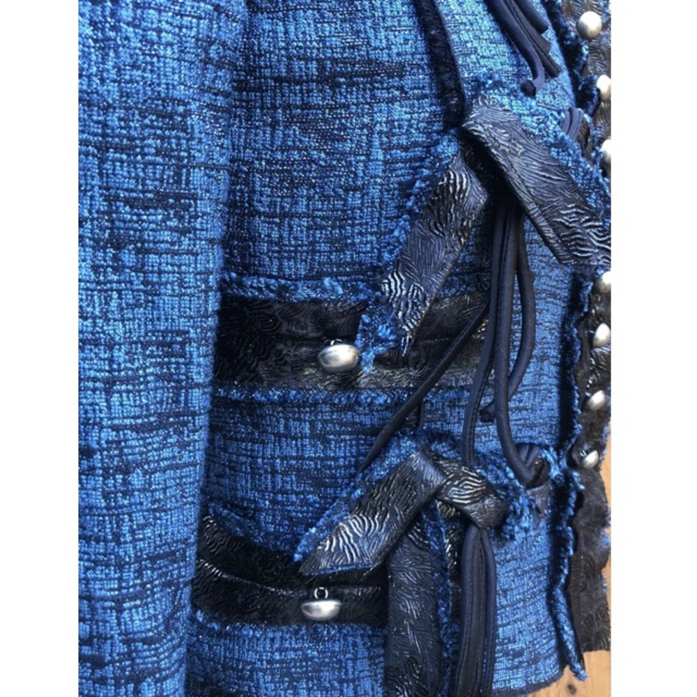 Marc Jacobs Collection Resort 2010 Metallic Blue Tweed Embellished Skirt Suit - Picture 8 of 13